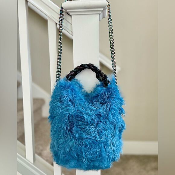 Handmade Genuine Toscana Shearling & Lambskin Braided Top Handles Bag/Crossbody - Picture 9 of 15